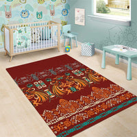 Oxblood Batik Papua-inspired Pattern Area Rug - Polynesian Pride