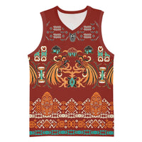 Oxblood Batik Papua-inspired Pattern Basketball Jersey - Polynesian Pride