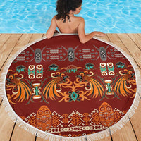 Oxblood Batik Papua-inspired Pattern Beach Blanket - Polynesian Pride