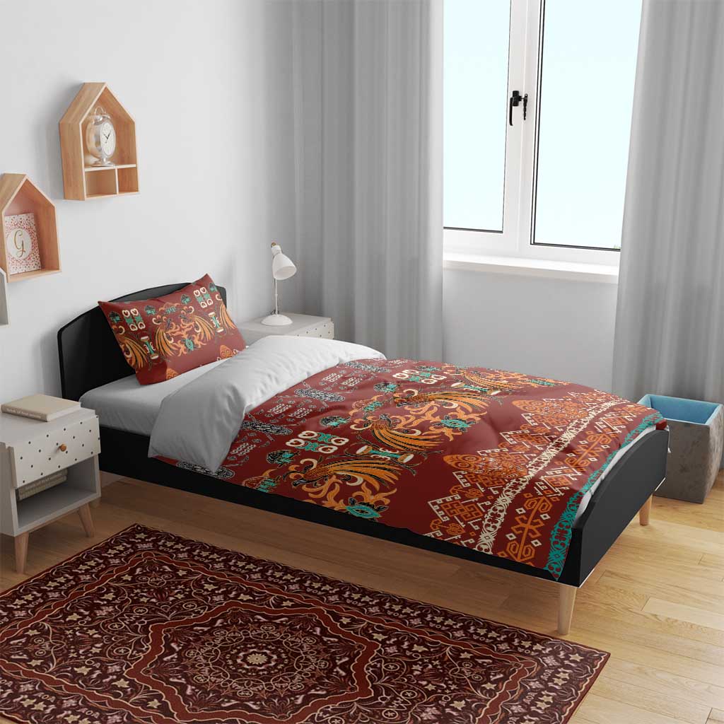 Oxblood Batik Papua-inspired Pattern Bedding Set - Polynesian Pride
