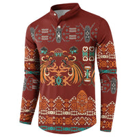Oxblood Batik Papua-inspired Pattern Button Sweatshirt - Polynesian Pride