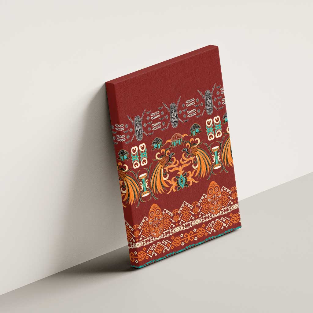 Oxblood Batik Papua-inspired Pattern Canvas Wall Art - Polynesian Pride