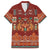 Oxblood Batik Papua-inspired Pattern Family Matching Off The Shoulder Long Sleeve Dress and Hawaiian Shirt - Polynesian Pride