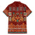 Oxblood Batik Papua-inspired Pattern Family Matching Off The Shoulder Long Sleeve Dress and Hawaiian Shirt - Polynesian Pride