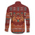 Oxblood Batik Papua-inspired Pattern Family Matching Off The Shoulder Long Sleeve Dress and Hawaiian Shirt - Polynesian Pride