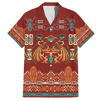 Oxblood Batik Papua-inspired Pattern Family Matching Off Shoulder Maxi Dress and Hawaiian Shirt - Polynesian Pride
