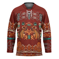 Oxblood Batik Papua-inspired Pattern Hockey Jersey - Polynesian Pride