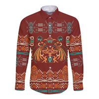 Oxblood Batik Papua-inspired Pattern Long Sleeve Button Shirt - Polynesian Pride