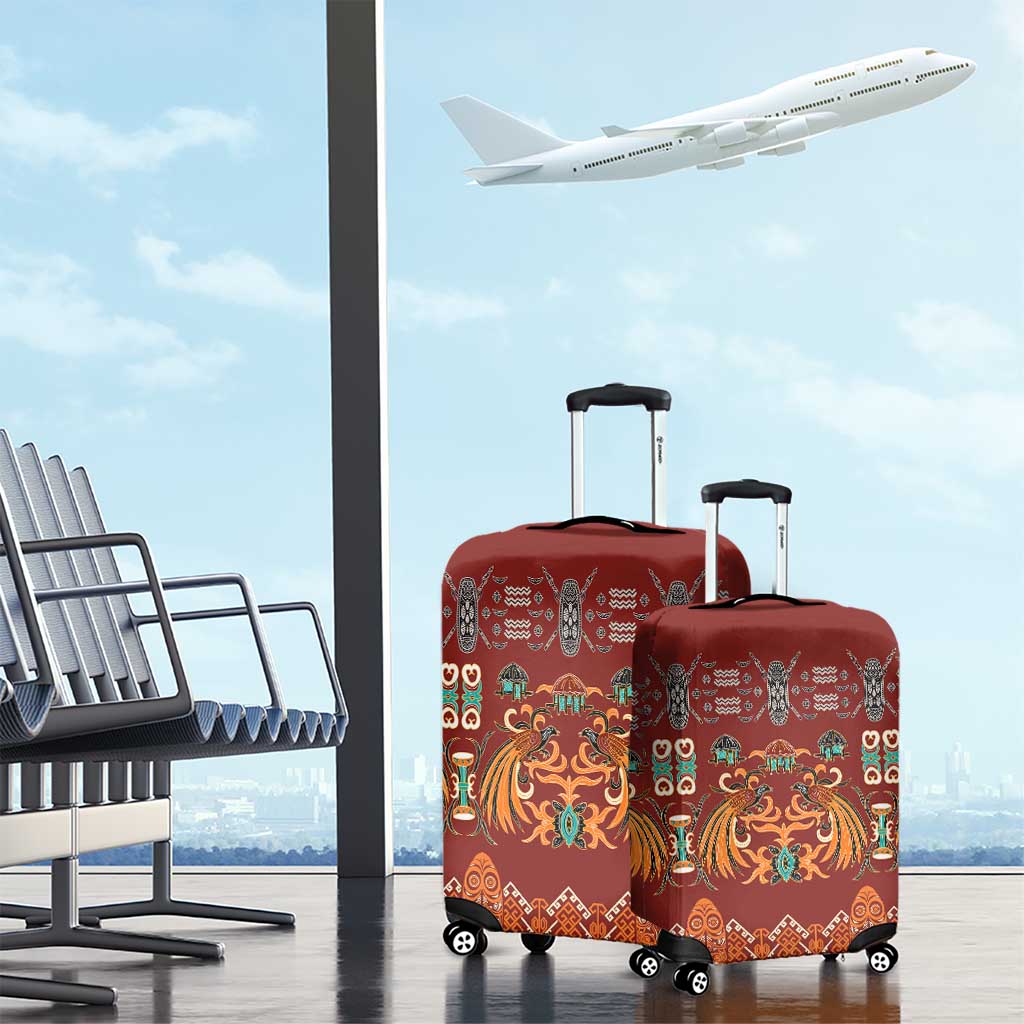 Oxblood Batik Papua-inspired Pattern Luggage Cover - Polynesian Pride