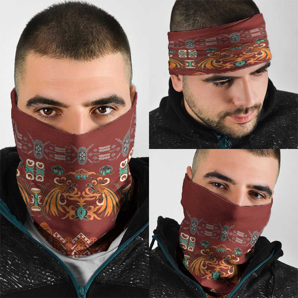 Oxblood Batik Papua-inspired Pattern Neck Gaiter LT9