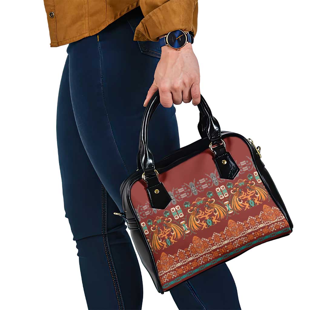 Oxblood Batik Papua-inspired Pattern Shoulder Handbag - Polynesian Pride