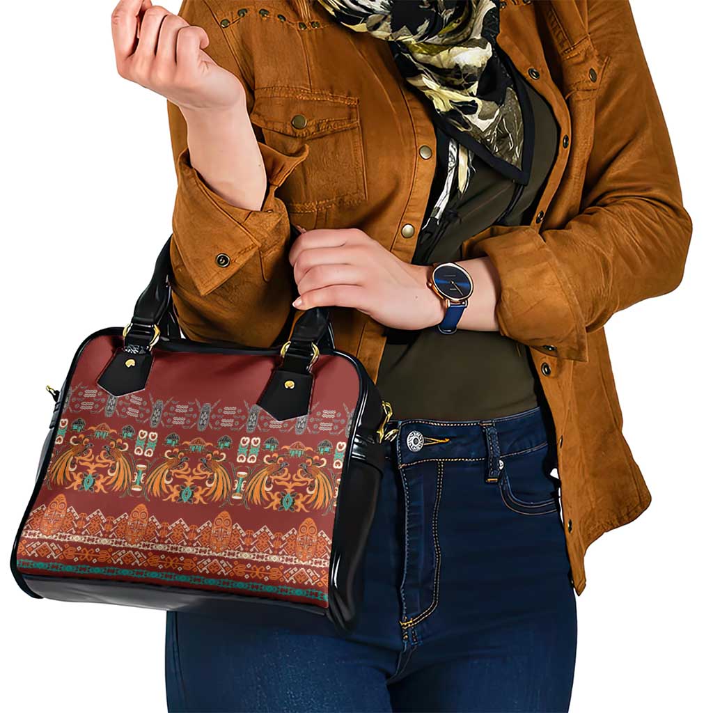 Oxblood Batik Papua-inspired Pattern Shoulder Handbag - Polynesian Pride