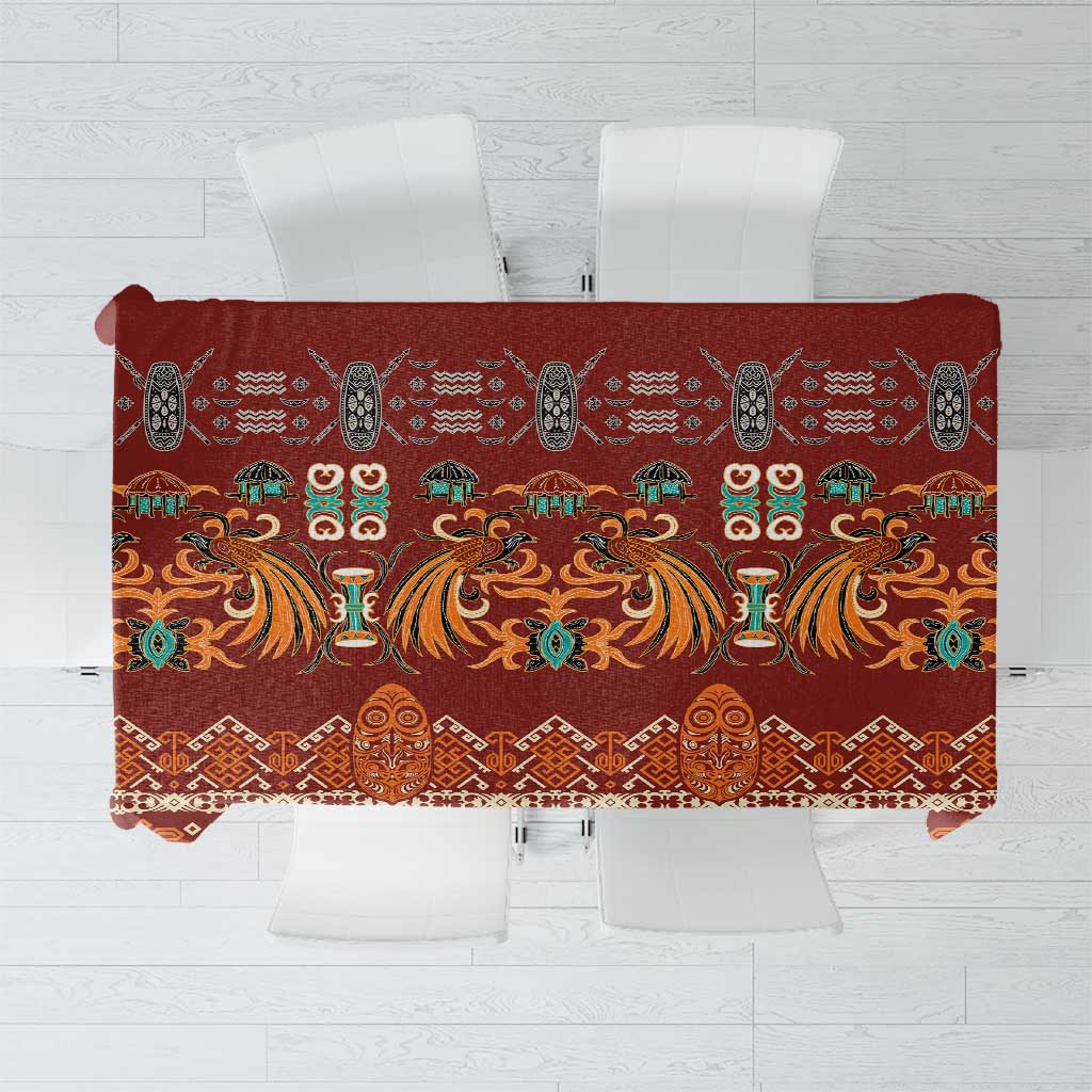 Oxblood Batik Papua-inspired Pattern Tablecloth - Polynesian Pride