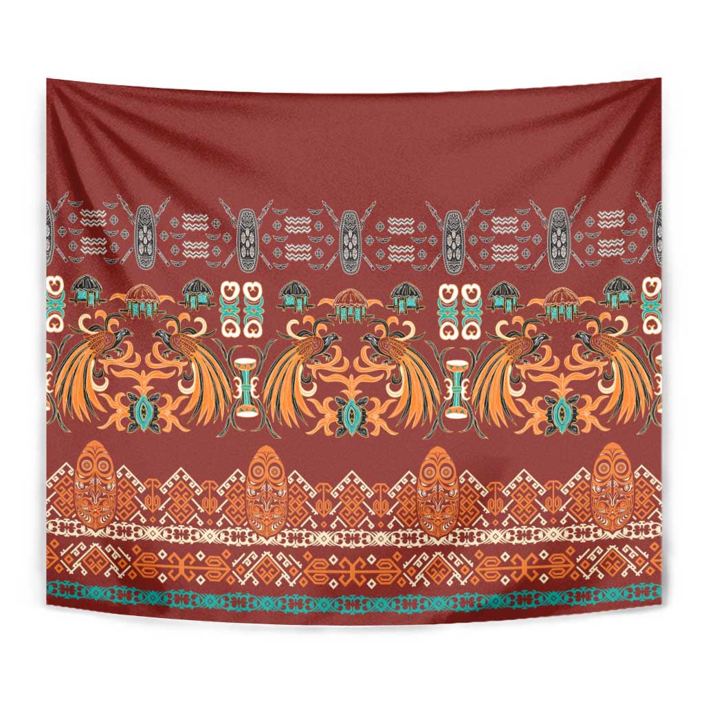 Oxblood Batik Papua-inspired Pattern Tapestry - Polynesian Pride