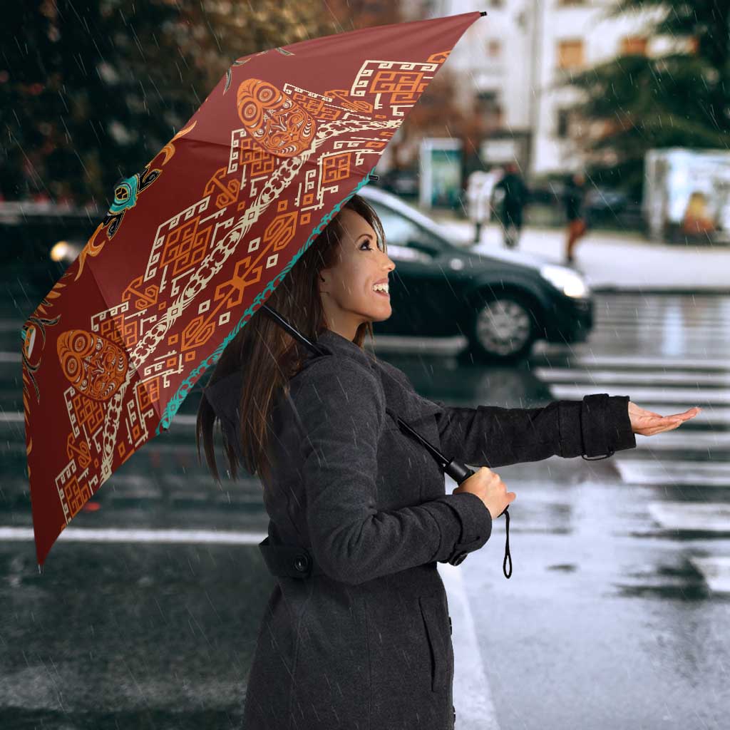 Oxblood Batik Papua-inspired Pattern Umbrella - Polynesian Pride