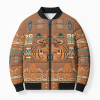 Terracotta Batik Papua-inspired Pattern Bomber Puffer Jacket - Polynesian Pride