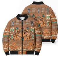 Terracotta Batik Papua-inspired Pattern Bomber Puffer Jacket - Polynesian Pride