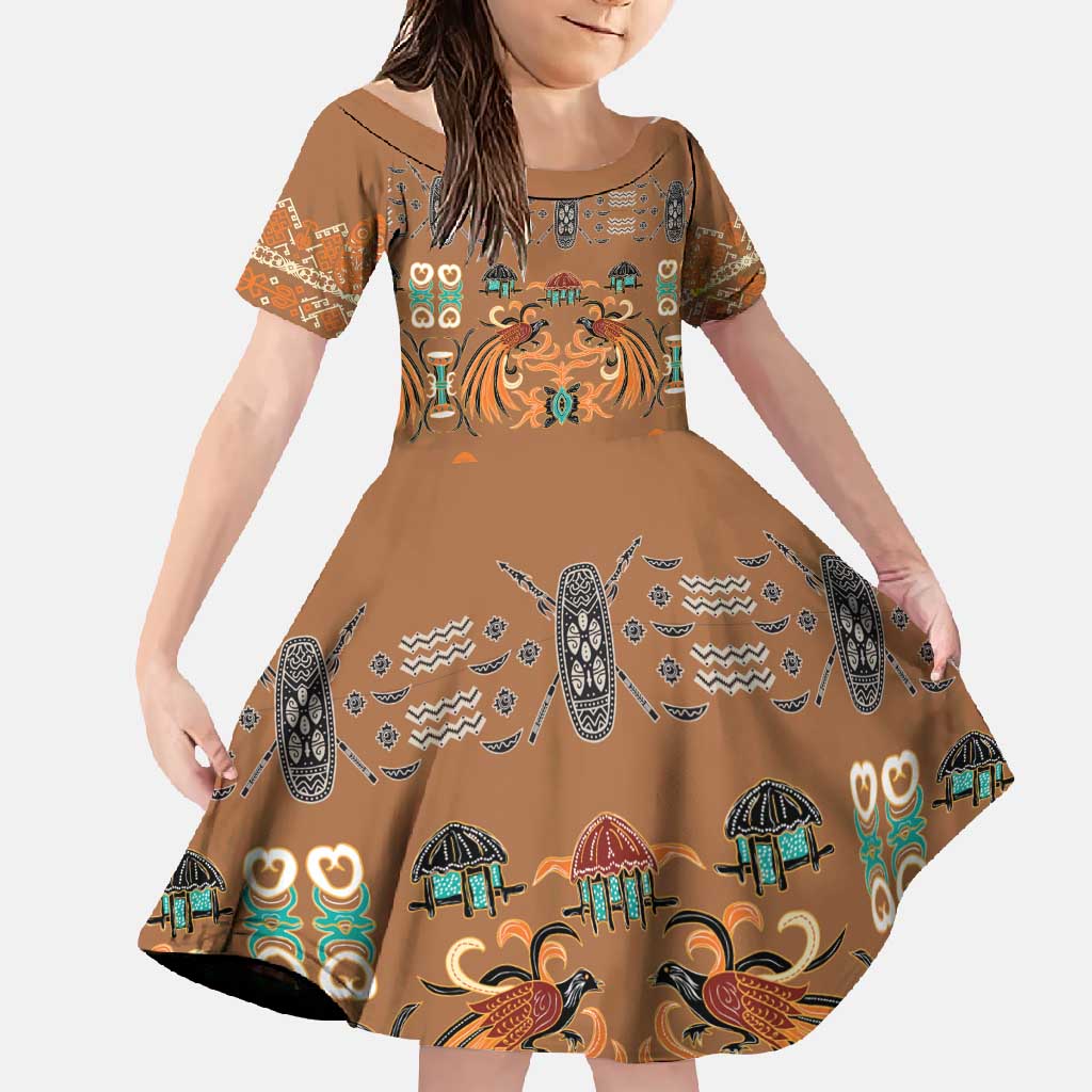 Terracotta Batik Papua-inspired Pattern Family Matching Mermaid Dress and Hawaiian Shirt - Polynesian Pride
