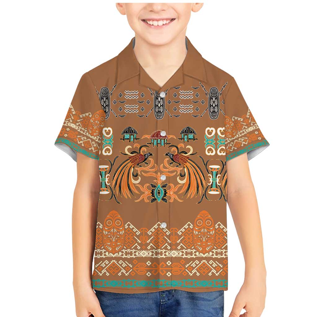 Terracotta Batik Papua-inspired Pattern Family Matching Mermaid Dress and Hawaiian Shirt - Polynesian Pride
