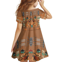Terracotta Batik Papua-inspired Pattern Family Matching Off The Shoulder Long Sleeve Dress and Hawaiian Shirt - Polynesian Pride