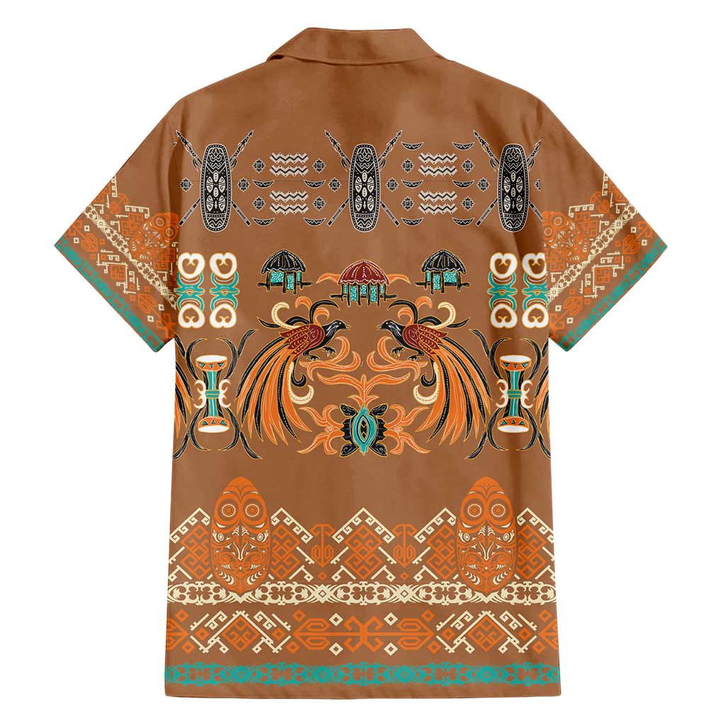 Terracotta Batik Papua-inspired Pattern Family Matching Off Shoulder Maxi Dress and Hawaiian Shirt - Polynesian Pride