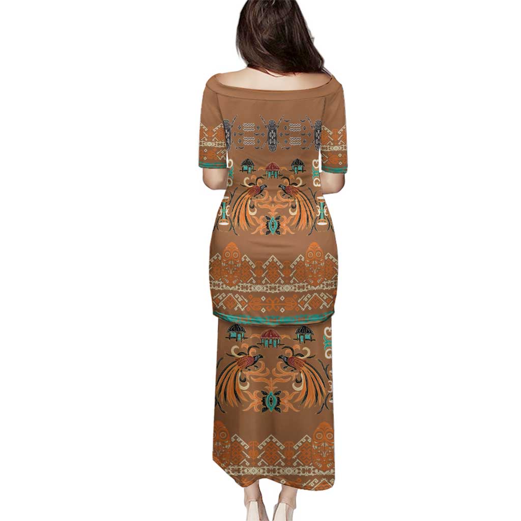 Terracotta Batik Papua-inspired Pattern Family Matching Puletasi and Hawaiian Shirt - Polynesian Pride