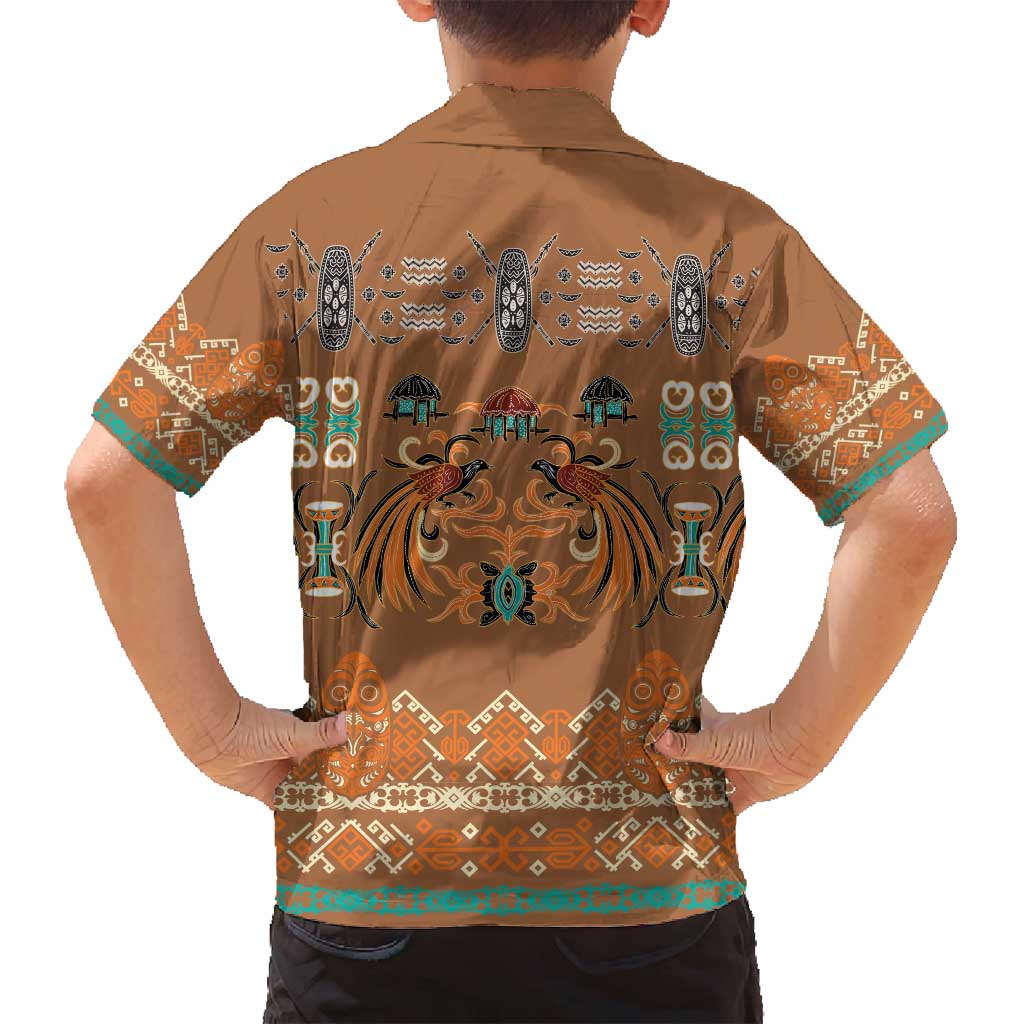 Terracotta Batik Papua-inspired Pattern Family Matching Summer Maxi Dress and Hawaiian Shirt - Polynesian Pride