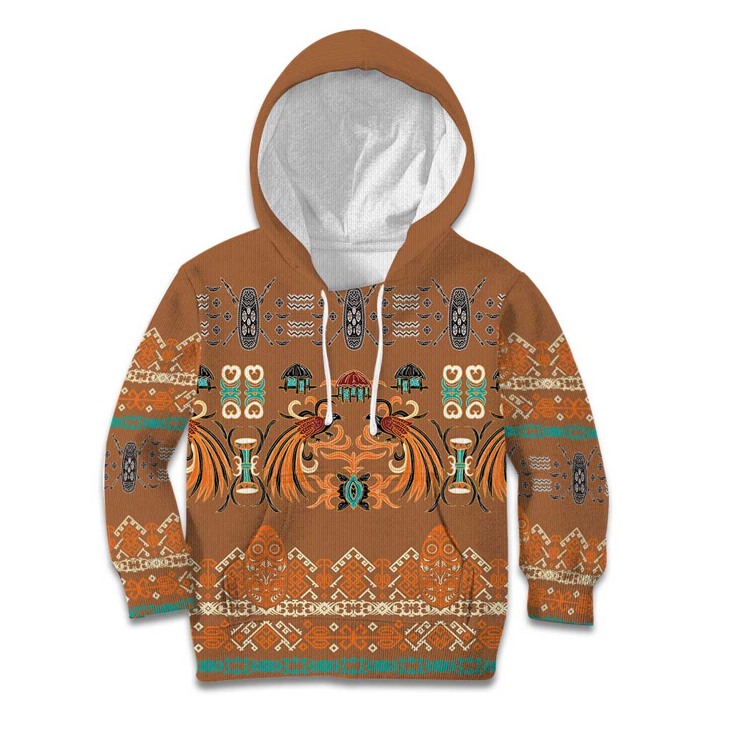 Terracotta Batik Papua-inspired Pattern Kid Hoodie LT9 Hoodie Gold - Polynesian Pride