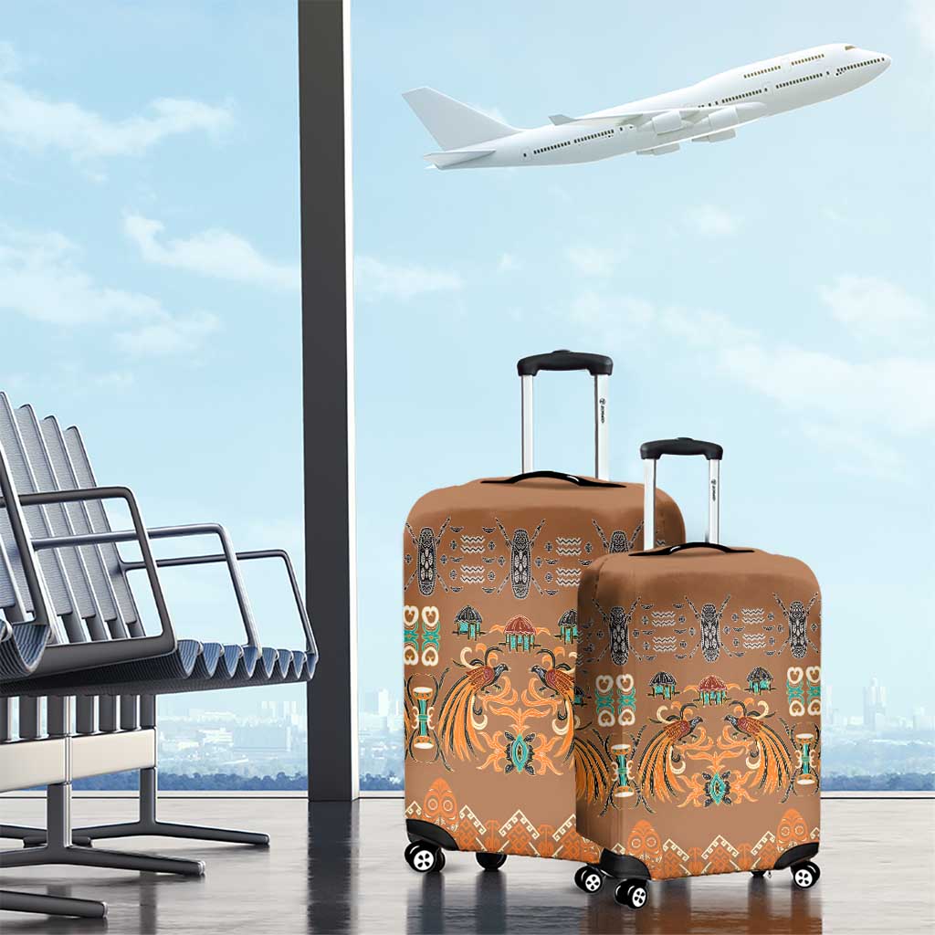 Terracotta Batik Papua-inspired Pattern Luggage Cover - Polynesian Pride