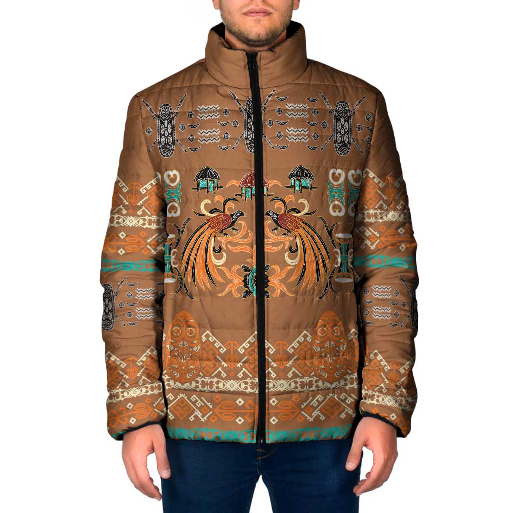 Terracotta Batik Papua-inspired Pattern Padded Jacket - Polynesian Pride