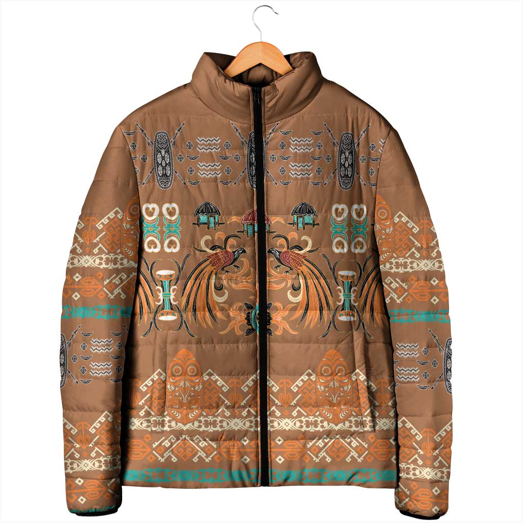 Terracotta Batik Papua-inspired Pattern Padded Jacket - Polynesian Pride