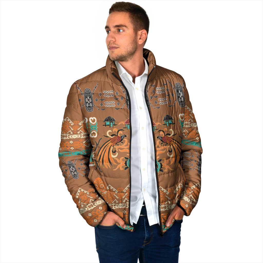 Terracotta Batik Papua-inspired Pattern Padded Jacket - Polynesian Pride