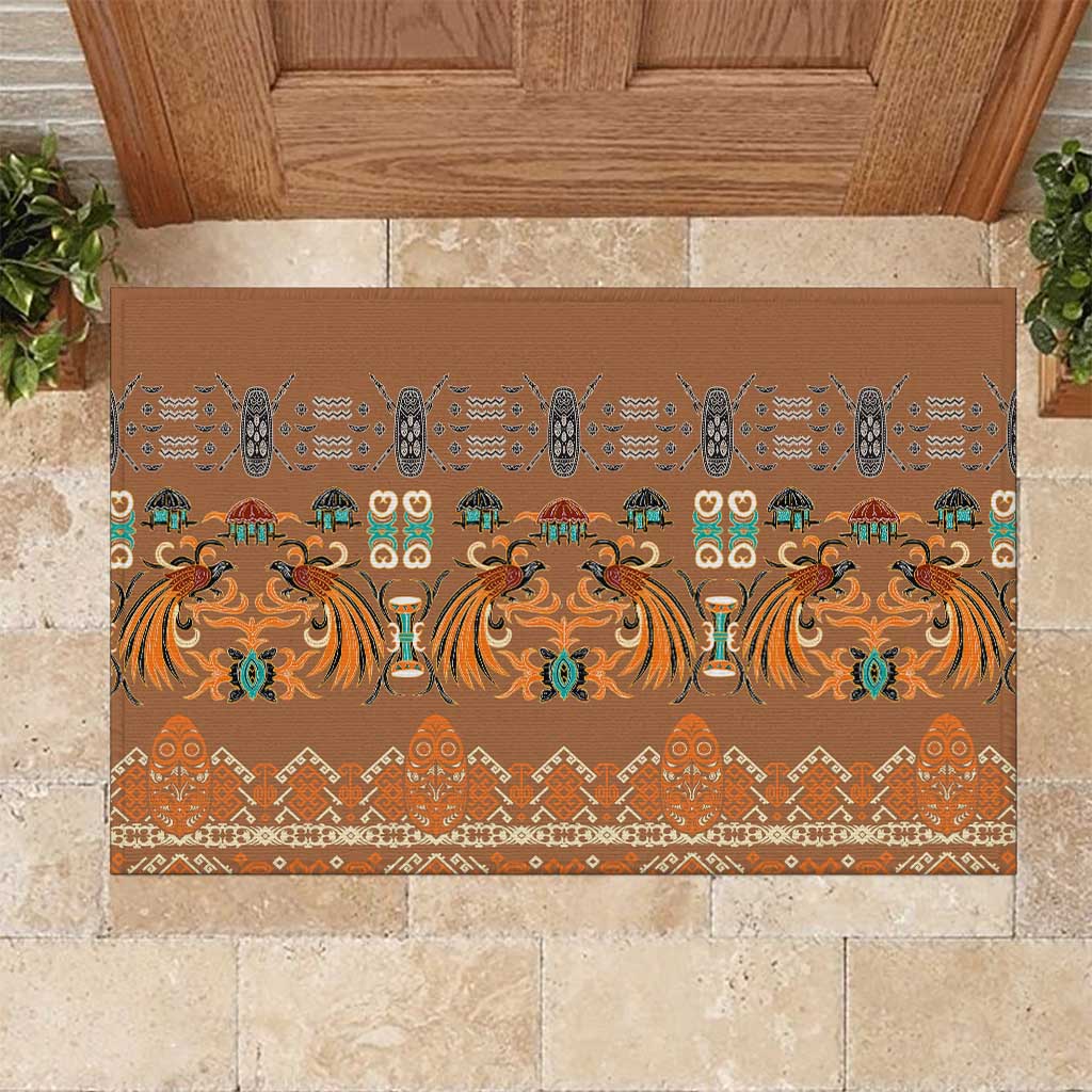 Terracotta Batik Papua-inspired Pattern Rubber Doormat - Polynesian Pride