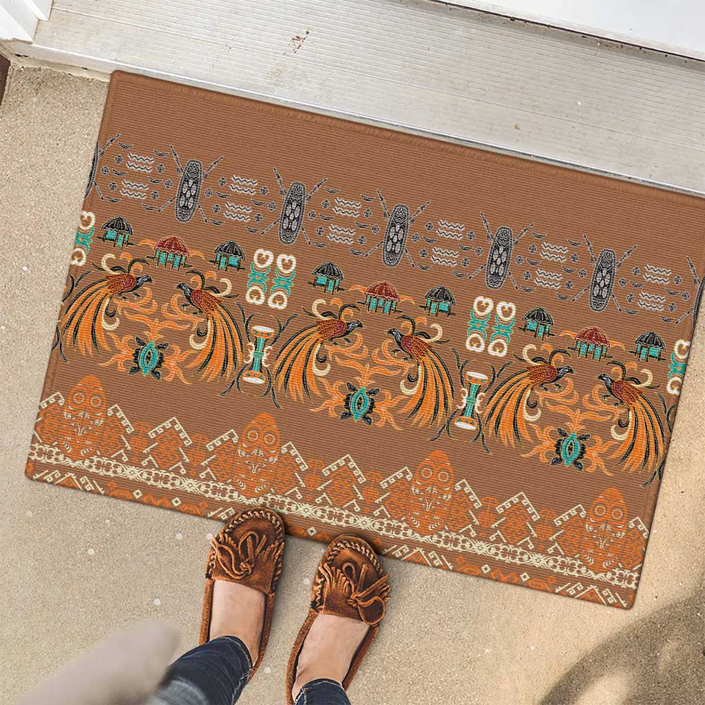 Terracotta Batik Papua-inspired Pattern Rubber Doormat - Polynesian Pride