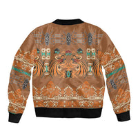Terracotta Batik Papua-inspired Pattern Sleeve Zip Bomber Jacket - Polynesian Pride