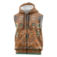 Terracotta Batik Papua-inspired Pattern Sleeveless Zip Hoodie - Polynesian Pride