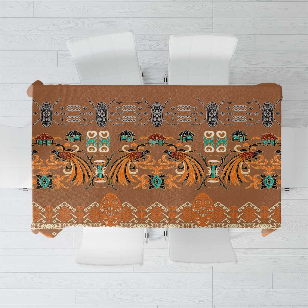 Terracotta Batik Papua-inspired Pattern Tablecloth LT9 Gold - Polynesian Pride
