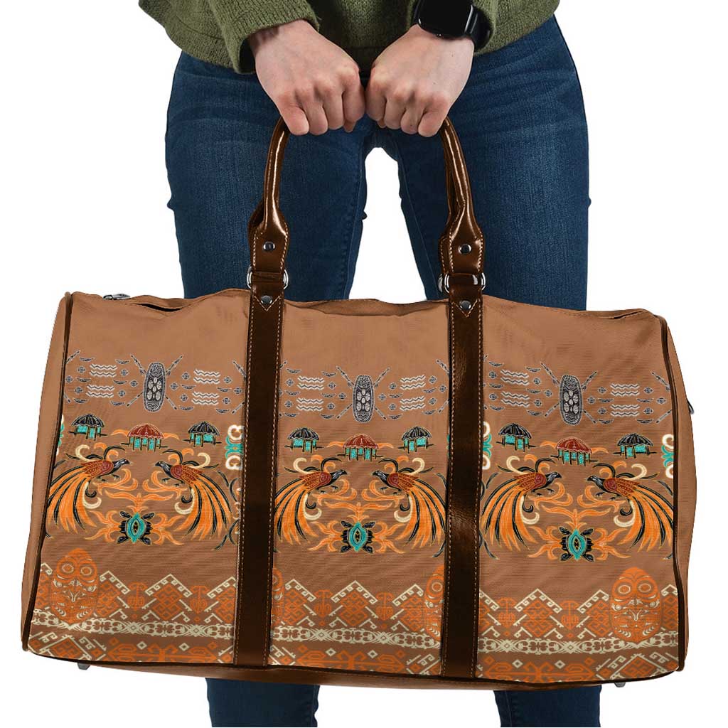 Terracotta Batik Papua-inspired Pattern Travel Bag LT9 Gold - Polynesian Pride