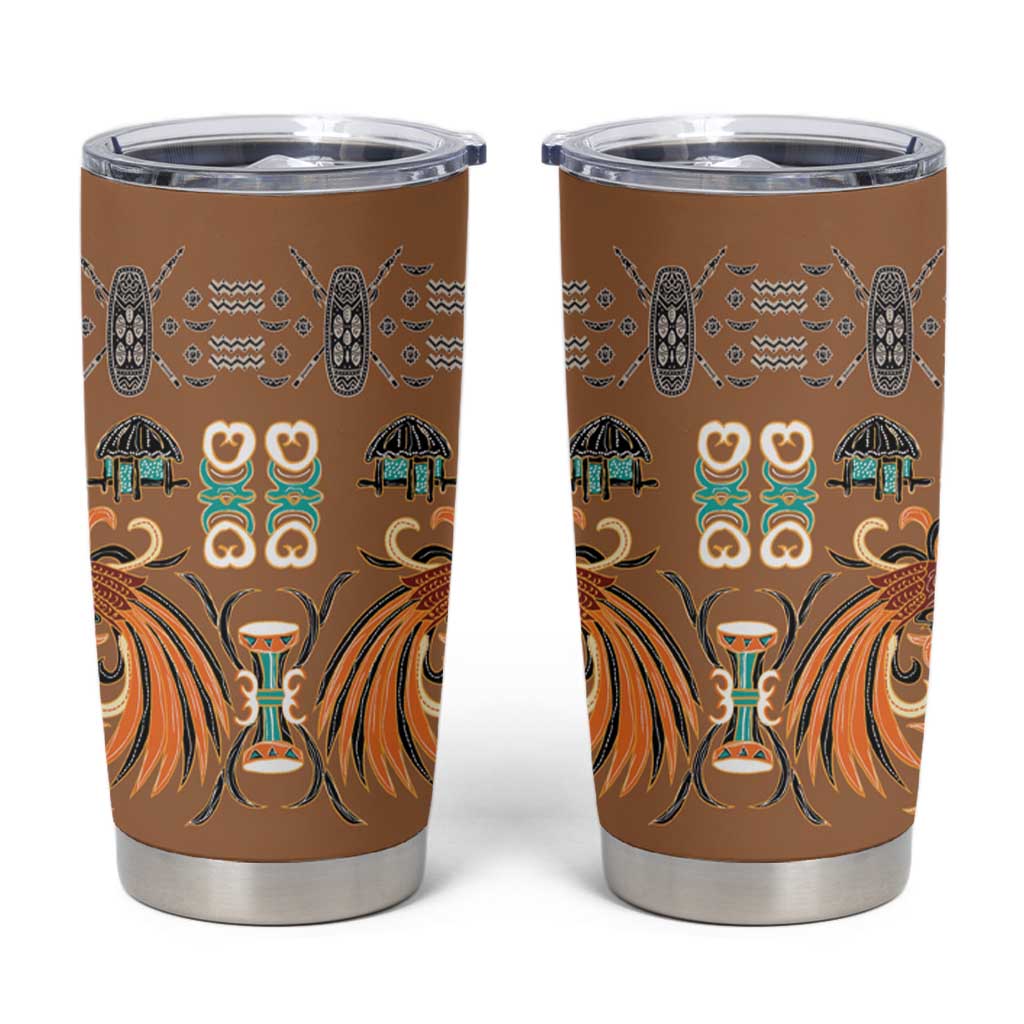 Terracotta Batik Papua-inspired Pattern Tumbler Cup LT9 Gold - Polynesian Pride
