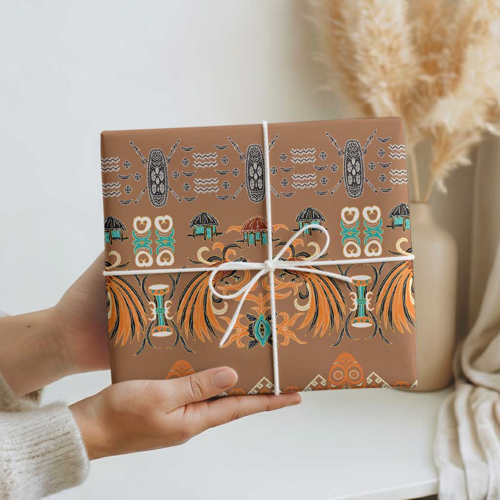 Terracotta Batik Papua-inspired Pattern Wrapping Paper - Polynesian Pride