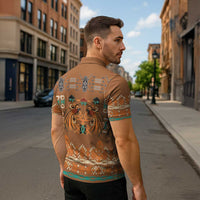 Terracotta Batik Papua-inspired Pattern Zipper Polo Shirt - Polynesian Pride