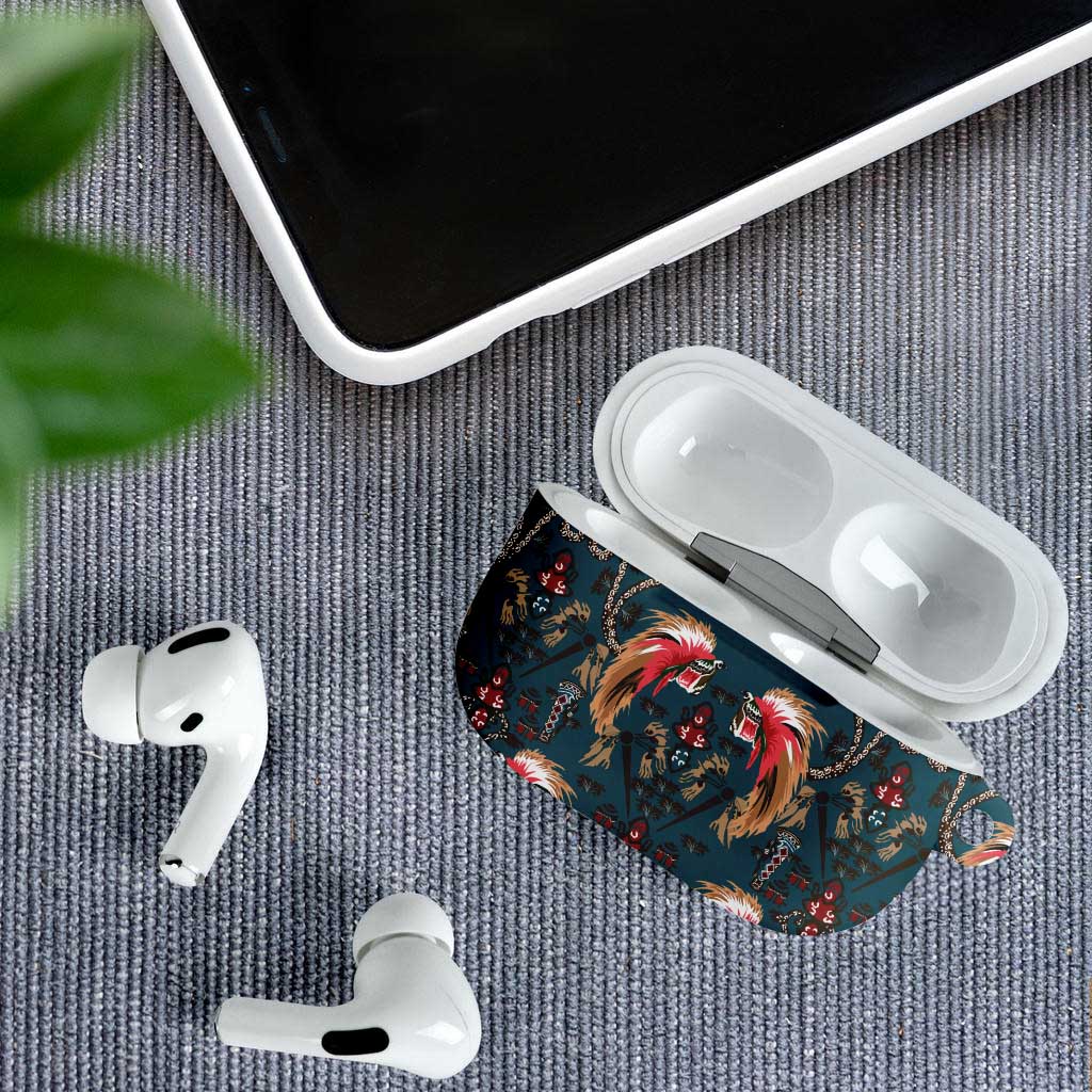 Dark Cyan Blue Bird of Batik Papua AirPods Case Exotic Natural Wealth of Papua - Polynesian Pride