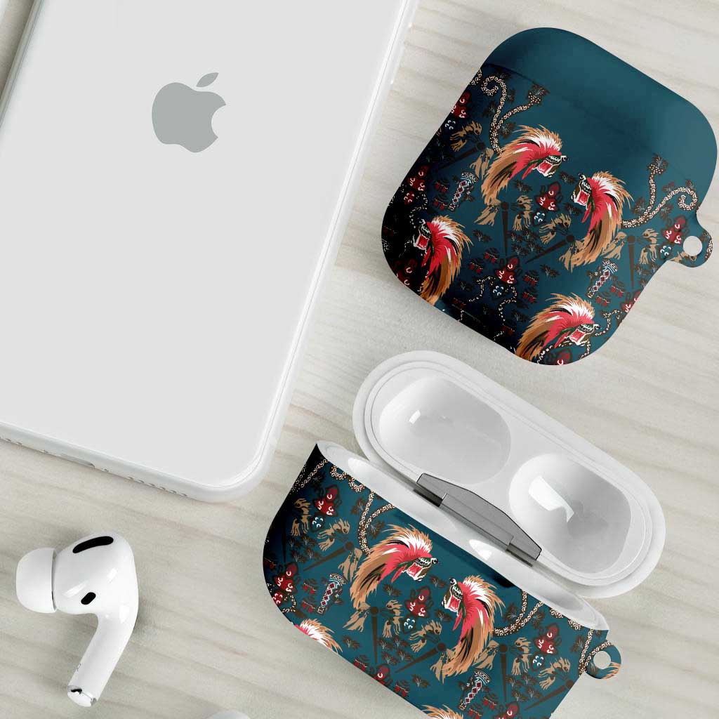 Dark Cyan Blue Bird of Batik Papua AirPods Case Exotic Natural Wealth of Papua - Polynesian Pride