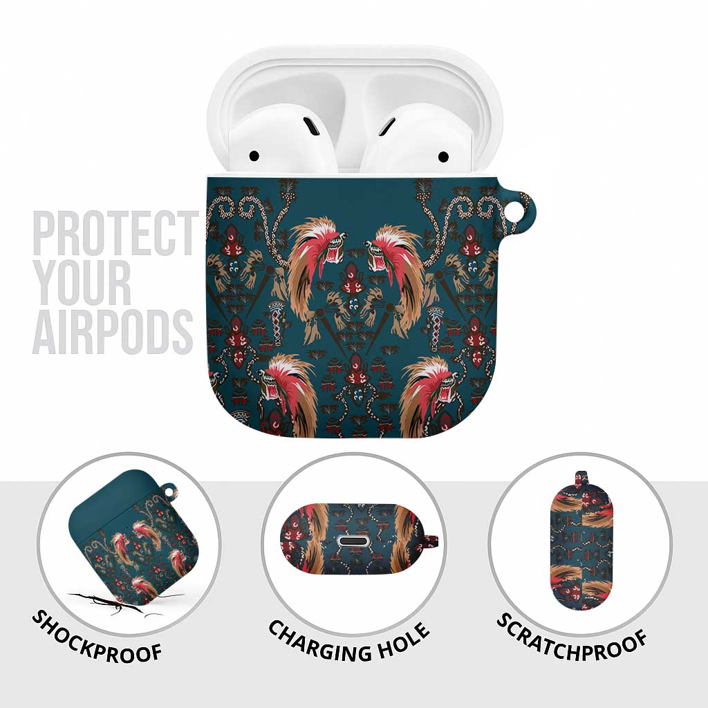 Dark Cyan Blue Bird of Batik Papua AirPods Case Exotic Natural Wealth of Papua - Polynesian Pride