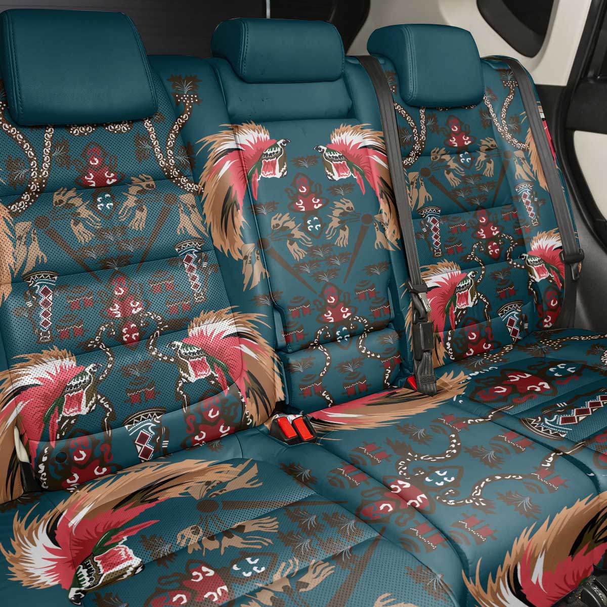 Dark Cyan Blue Bird of Batik Papua Back Car Seat Cover Exotic Natural Wealth of Papua LT9 - Polynesian Pride