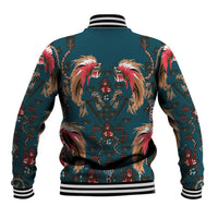 Dark Cyan Blue Bird of Batik Papua Baseball Jacket Exotic Natural Wealth of Papua - Polynesian Pride
