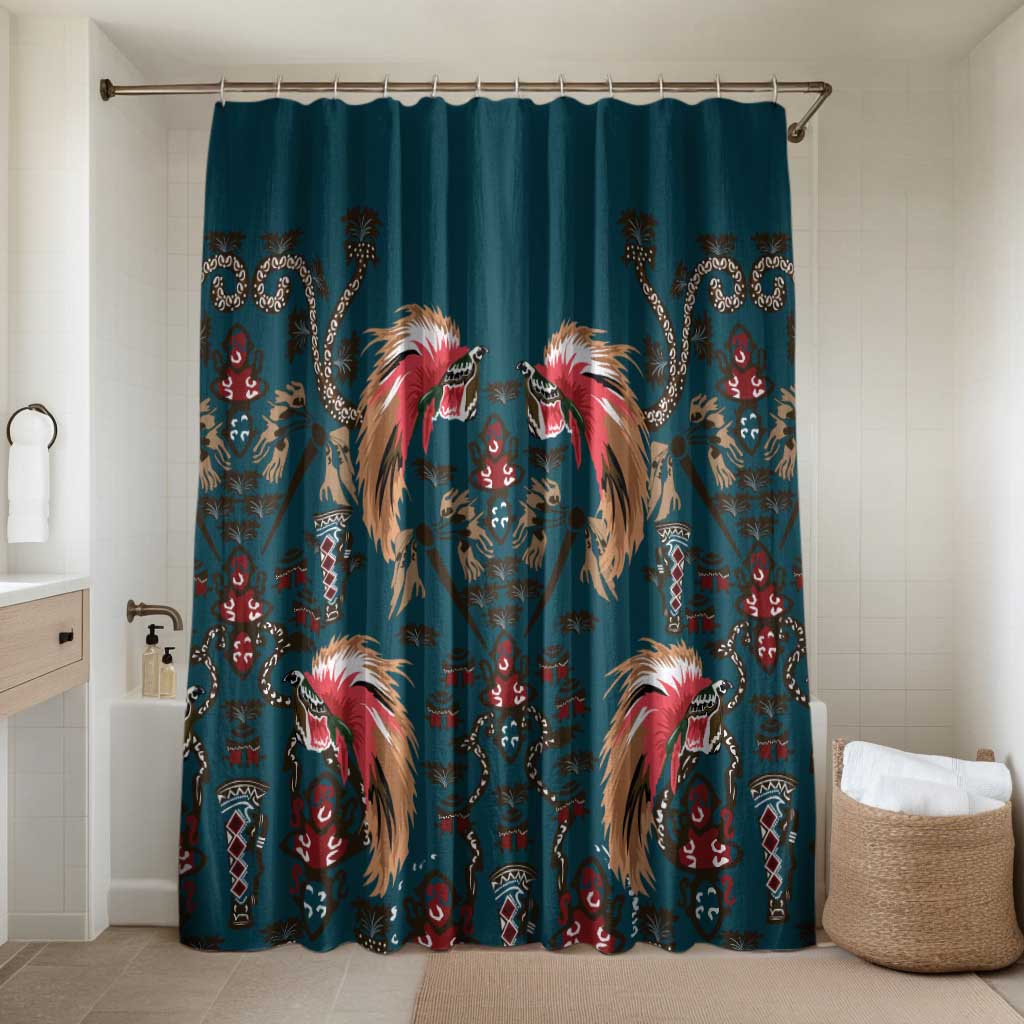 Dark Cyan Blue Bird of Batik Papua Bathroom Set Exotic Natural Wealth of Papua - Polynesian Pride