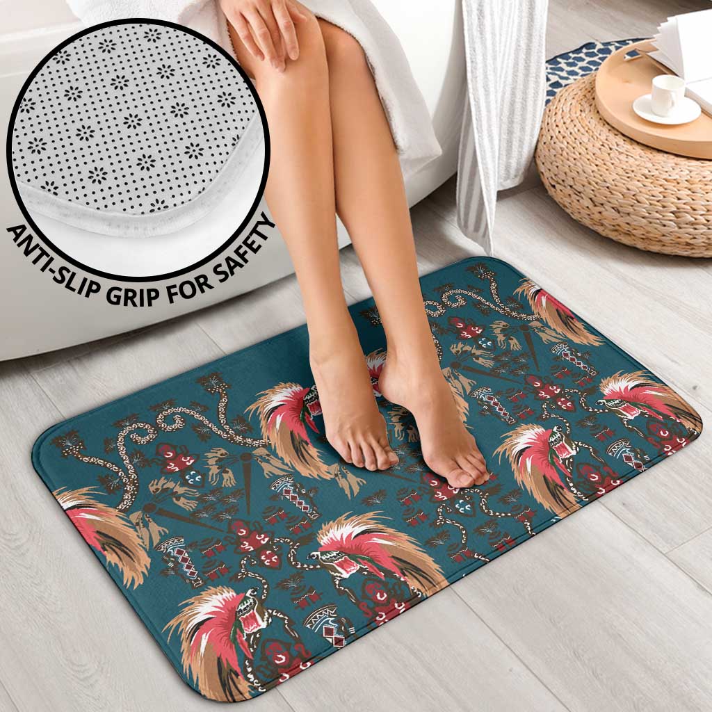 Dark Cyan Blue Bird of Batik Papua Bathroom Set Exotic Natural Wealth of Papua - Polynesian Pride