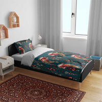 Dark Cyan Blue Bird of Batik Papua Bedding Set Exotic Natural Wealth of Papua - Polynesian Pride