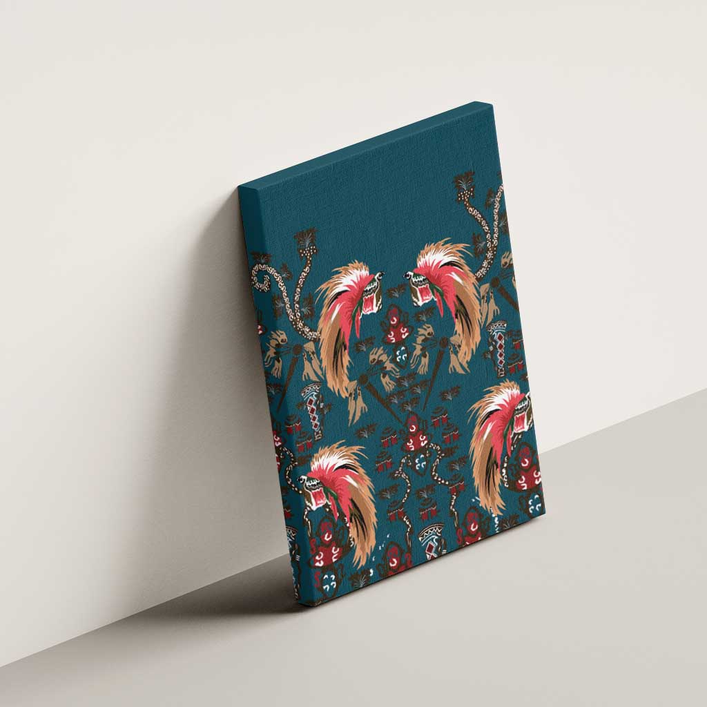 Dark Cyan Blue Bird of Batik Papua Canvas Wall Art Exotic Natural Wealth of Papua - Polynesian Pride